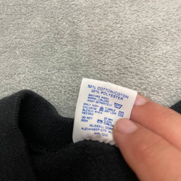 Vintage 90s Jerzees Sweatshirt Mens Medium Black Blank Crewneck Made In USA - Picture 5 of 7